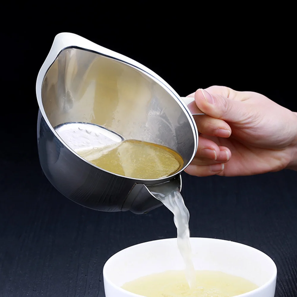 

Oil Soup Fat Separator Grease Oiler Filter Strainer Bowl Kitchen Cooking Tools 280-800ml Multifunction Stainless Steel Gravy