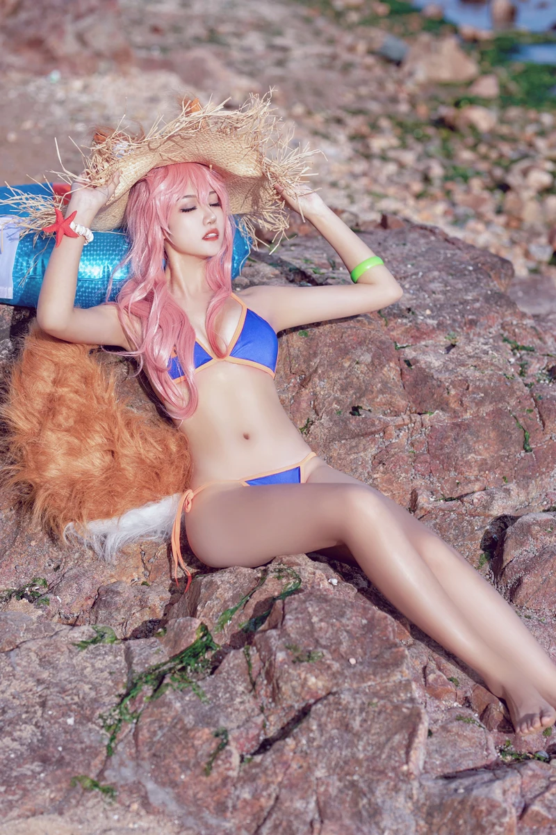 Игра Cos FGO Fate/Grand Order tamamo no Mae женский костюм для косплея сексуальные бикини купальники полный комплект косплей