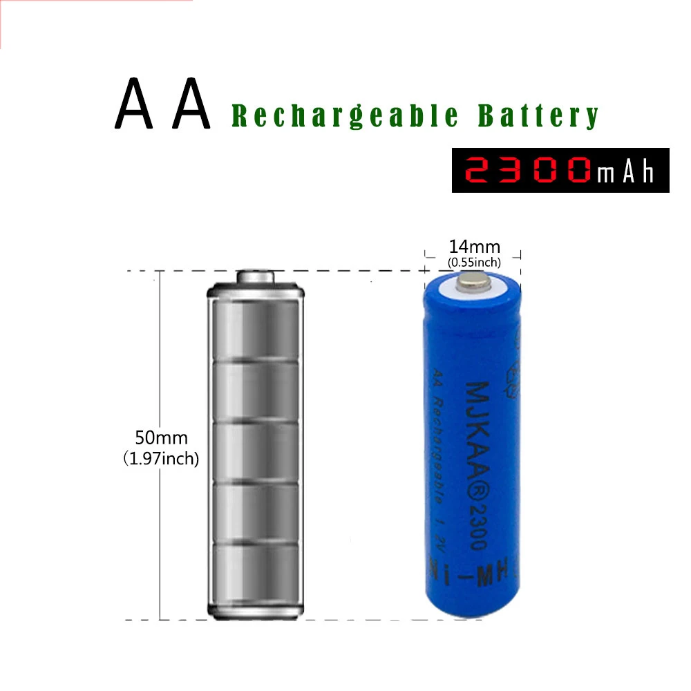 MJKAA 4 шт. AA 1,2 V 2300mAh ni-mh аккумулятор высокого качества 2A перезаряжаемые батареи для дистанционного управления игрушки светодиодный свет