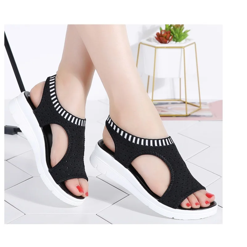 

2020 Sandals Women Summer Shoes Peep Toe Casual Flat Sandals Ladies Breathable Air Mesh Women Platform Sandals Sandalias