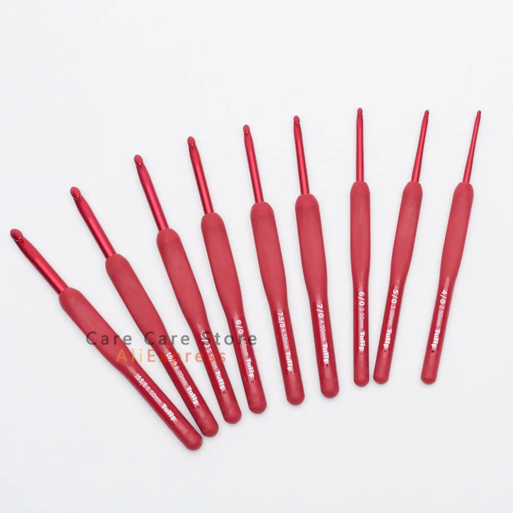 Gancho de ganchillo rojo de la marca japonesa Tulip, agujas de tejer de  resina de aluminio, originales, auténticas, importadas de lujo, diámetro de  1,8-6,5mm, MMHXQ, 1 ud.