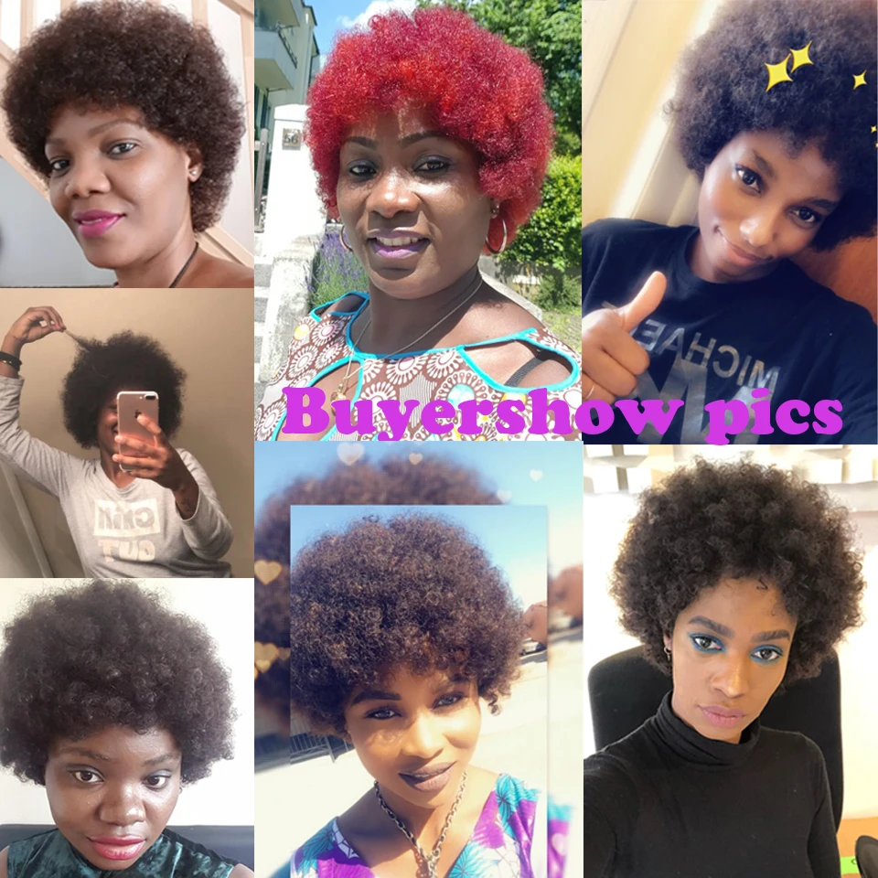 Debut-Short-Human-Hair-Wigs-Brazilian-Remy-Hair-Afro-Kinky-Curly-Black-Wigs-Red-Ombre-Short (2)
