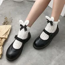 Хлопковые носки с бантиком и милыми заячьими ушками; милые носки в стиле Лолиты для девочек; 95AB