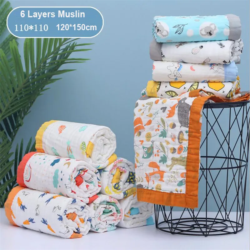 110x110cm 120x150cm 6 Layer Muslin Boy Girl Kids Children Sleep Blanket Swaddle Bath Towel 100% Cotton Newborn Wrap Baby Blanket cotton muslin blanket cotton gauze blanket cotton blanket cotton swaddle swaddle blanket cotton towel