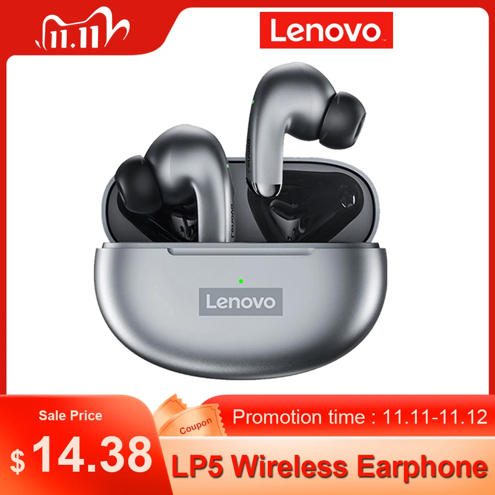 Lenovo LP5 Wireless Earphone BT 5.0 Low Latency Pairing Headphones Touch Control Noise Cancellation Wateroof IPX5 Sports Headset 1
