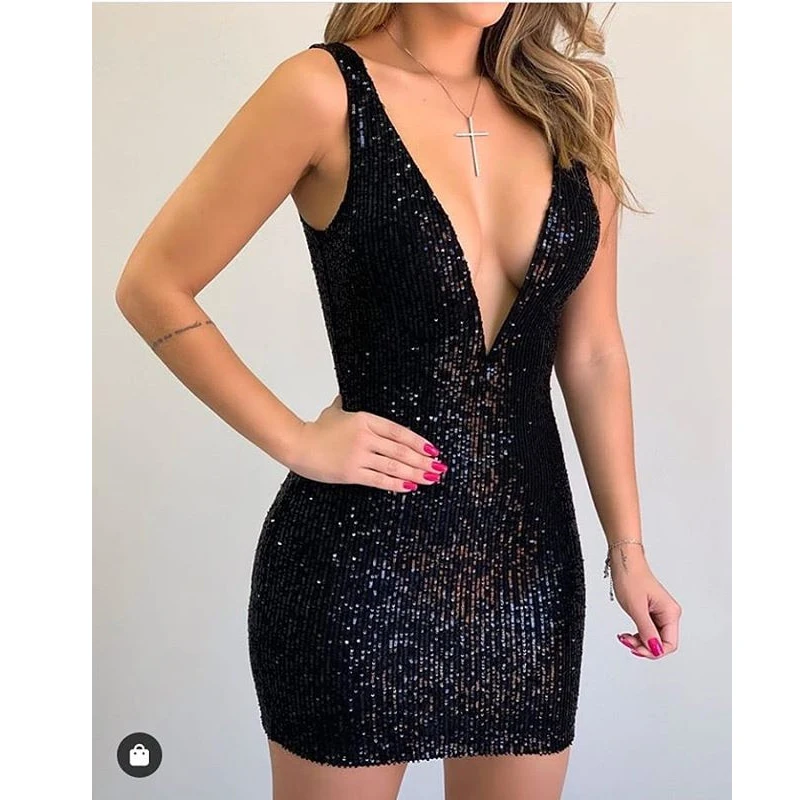 black sequin bodycon