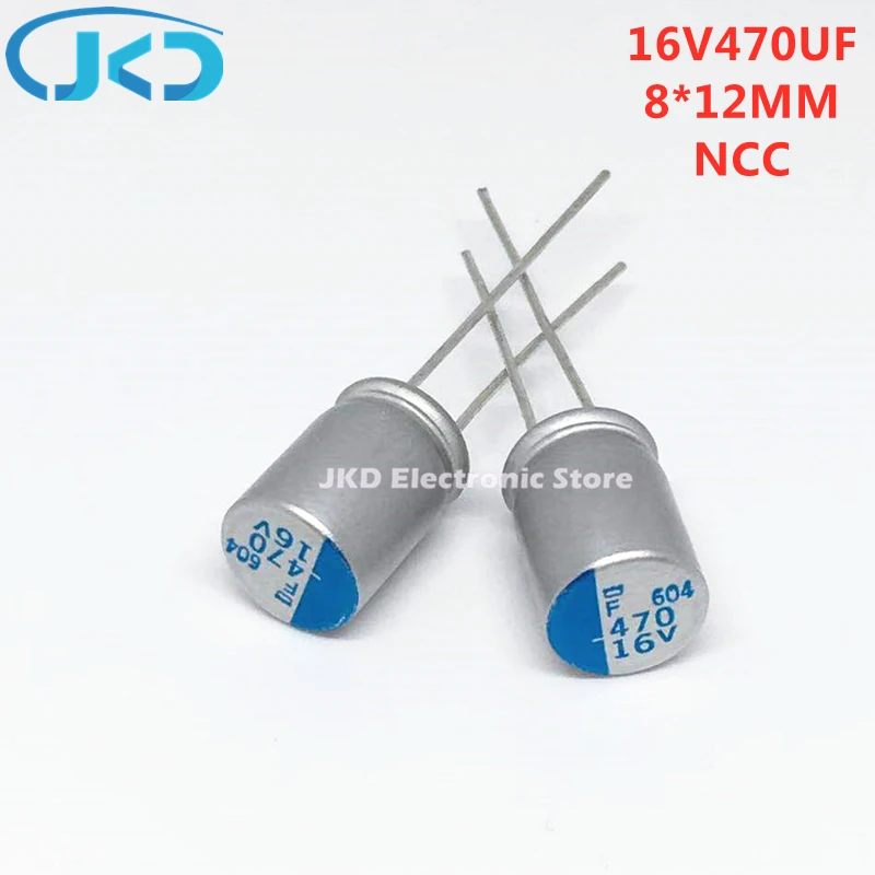 

10pcs/lot 16V470UF 8*12mm NCC DIP Solid Electrolytic Capacitor 470UF 16V 8X12mm Solid Capacitor High Quality NIPPON CHEMI CON