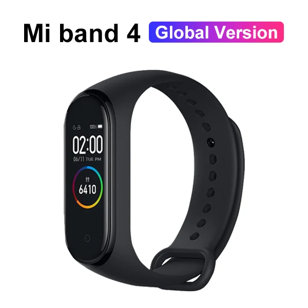 Xiaomi mi браслет 4 Smartband 3 цвета экран частота сердечных сокращений mi Band 4 фитнес-браслет Bluetooth 5,0 водонепроницаемый - Цвет: Global Version