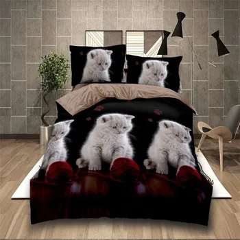 

3d puppy cat bedding set double bed queen twin size bed linen set