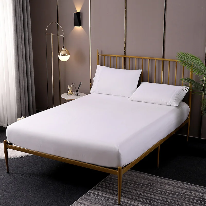 Sanding Fabric Solid Color Home Mattress Protector Cover Soft Cozy Breathable Bedspread Non-slip Fitted Sheet