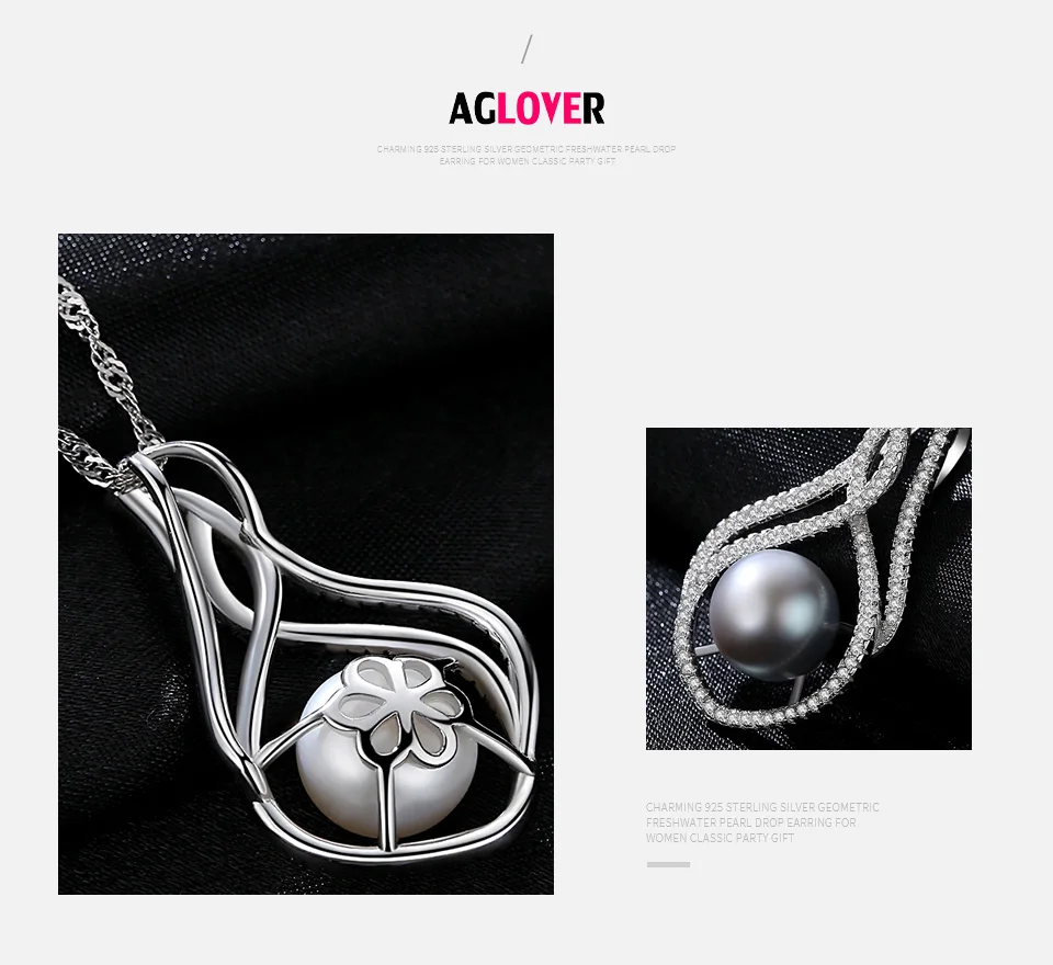 AGLOVER 925 Серебряная цирконовая цепочка жемчужное ожерелье Овальный натуральный пресноводный жемчуг 10-15 мм кулон ожерелье жемчужные ювелирные изделия женский подарок