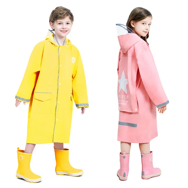 Raincoat  Children Rain Poncho  Boys Girls Poncho  with Schoolbag Child Thickened Windbreaker Raincoat Rain Poncho 1