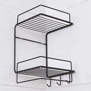 

Bathroom Accessories Punch Free Corner Bathroom Shelf Bathroom Fixtures Wrought Iron Storage Rack Kitchen Wall Shelf