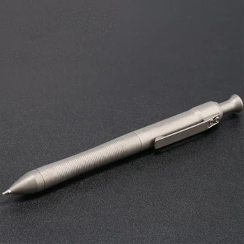 

Handmade TC4 Titanium Gel Pen With Clip Press Ballpoint Pen Self Defense EDC Writing Tool Office Luxury Gift + Bag Free