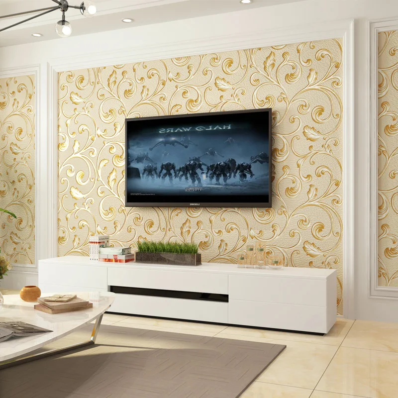 Простой европейский стиль 3D Bump стерео рельефные замшевые обои спальня прикроватный телевизор гостиная Настенные обои
