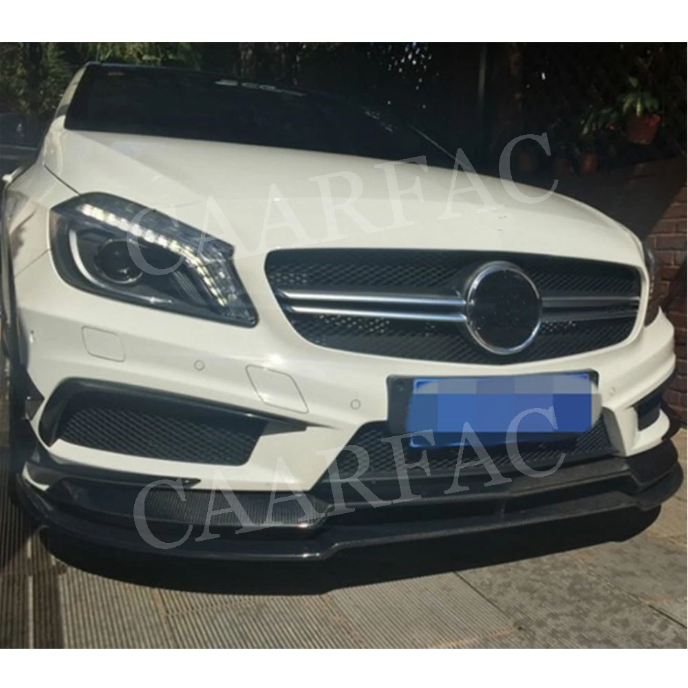 2 шт. передний спойлер для губ из углеродного волокна двойной подбородок для Mercedes Benz A Class W176 A250 спортивный бампер 2013 автомобильный Стайлинг