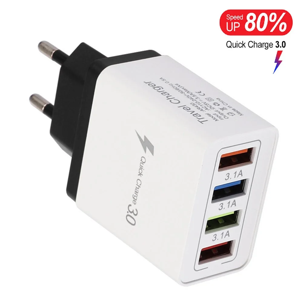 Универсальное зарядное устройство с 4 USB-портами и поддержкой быстрой зарядки |