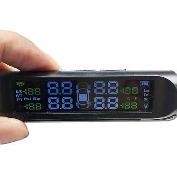 

Olysine Smart TPMS System Solar Power Tyre Pressure Monitor Digital LCD Display Auto Turn on off Security Alarm Systems for Car