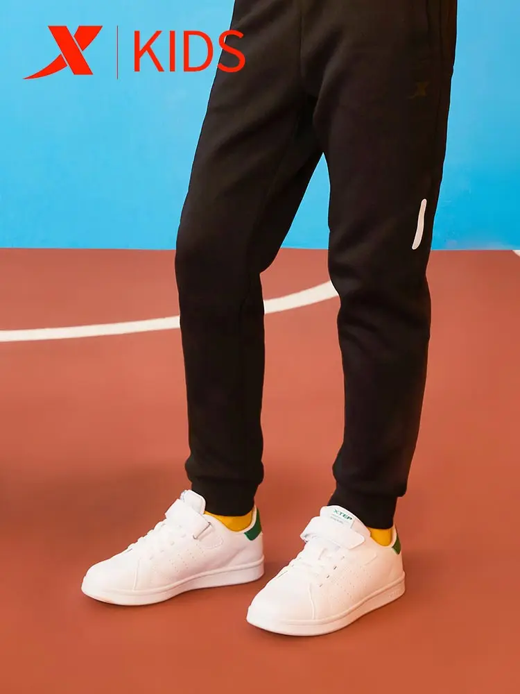 Xtep Kids Casual Sneakers Breathable Boys Fashion Velcro Skateboarding Shoes Children Comfort Sport Shoe White 680115319528