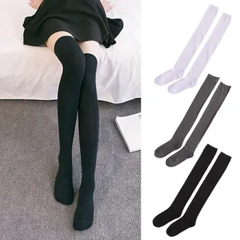 

1 Pair Women socks Thigh High Over The Knee Long Cotton Stockings