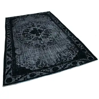 

191x293 Cm Black Handmade Over Dyed Rug-6x10 Ft