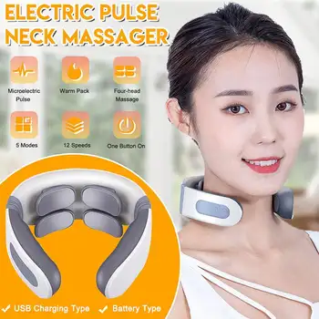 

Electric Pulse Neck Massager Cervical Traction Collar Therapy Pain Relief Stimulator Guasha Acupuncture Cupping Patting Massage