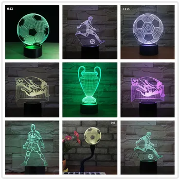 Kids 3D Lamp Voetbal LED Nachtlampje Woondecoratie Armaturen Kind Jongen Verjaardagscadeau Tafel Nachtlampje Alle Voetbal Club Logo