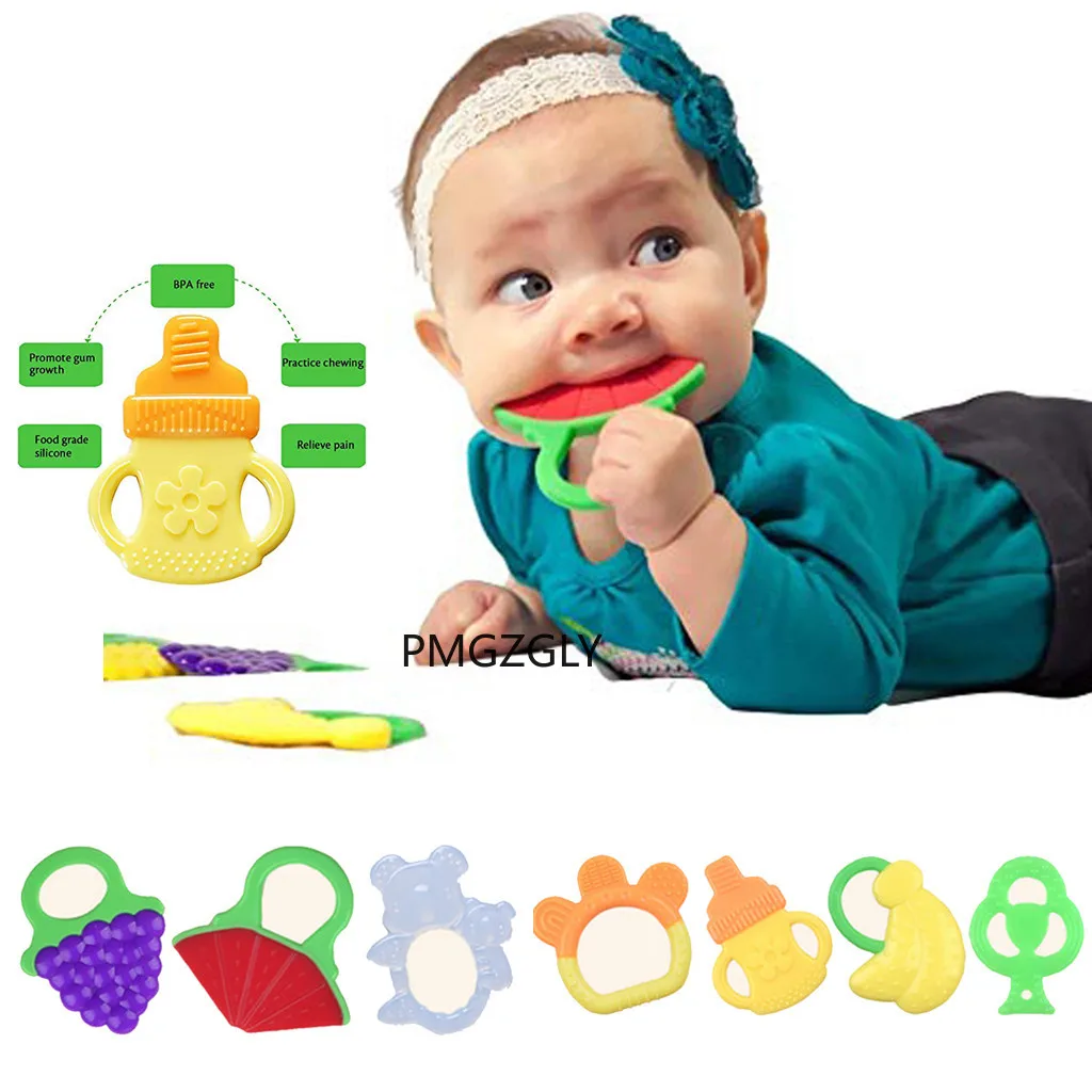 Toddlers Infants Baby Teething Toy Soft Silicone Fruit Teether Holder Teether chupetes brillant feeding nipple Baby accessories teething toys silicone teething toys baby teething toys silicone teether