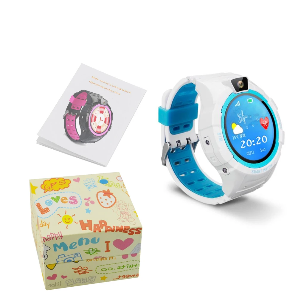 With box(blue) Часы умные часы для браслетов трекер детские gps часы sos часы с камерой в реальном времени позиционирование DW18S фитнес-трекер часы - Цвет: With box(blue)