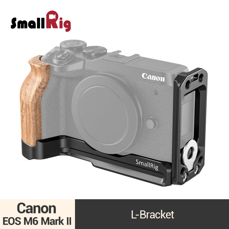 

SmallRig M6 L-Bracket Plate With Wooden Handgrip for Canon EOS M6 Mark II Arca-Swiss Standard L Plate Mounting Plate- 2516