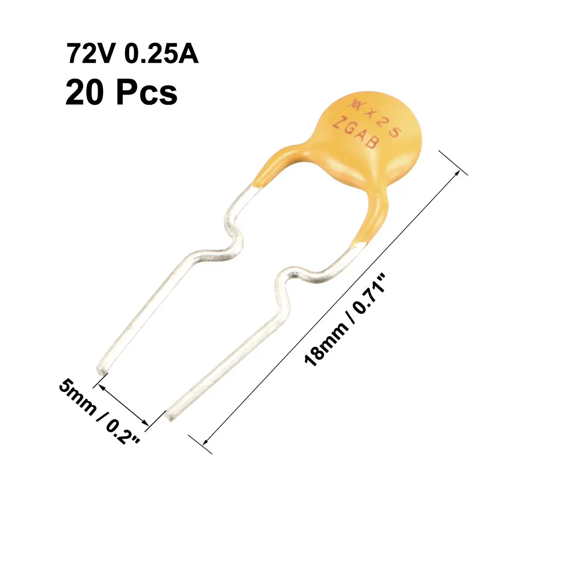 

uxcell 72V Resettable Fuse Radial Lead PPTC Polyswitch 0.25A(20pcs)