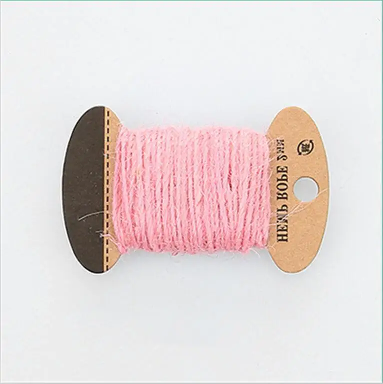 Pink 2 мм 10 метров красочные новые пеньковые разноцветные нитки веревка Подарочная коробка струна витой шнур Свадебные бирки Упаковка украшения швейная нить - Цвет: Pink