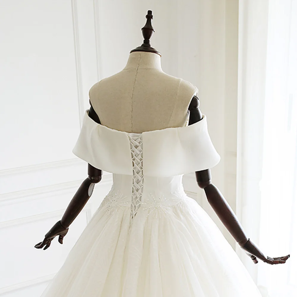 Vestido De Casamento Бисероплетение на талии со шнуровкой сзади Блестящий тюль А-силуэта Свадебные платья с подъюбником плюс размер Gelinlik