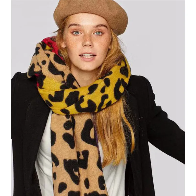 POBING зимний мягкий кашемировый шарф для женщин za Леопардовый принт шарфы шаль обертывания утолщаются теплые унисекс основные одеяло пашмины 200x80 см