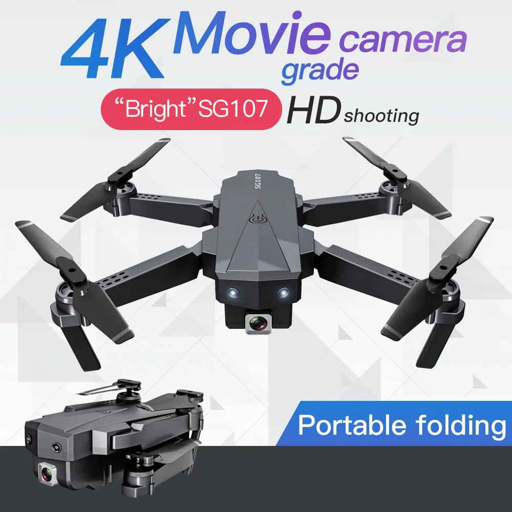 Складной мини-Дрон SG107 с камерой 4K HD FPV профессиональный Квадрокоптер оптическим