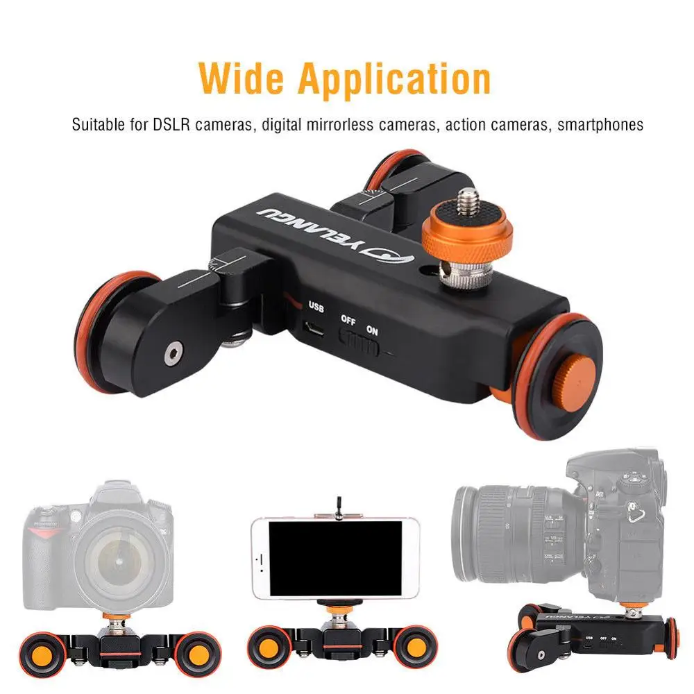 

Camera Slider Car With Remote Controller YELANGU Electric Auto Dolly Video Car Motorized Track Slider Skater for Camera r60