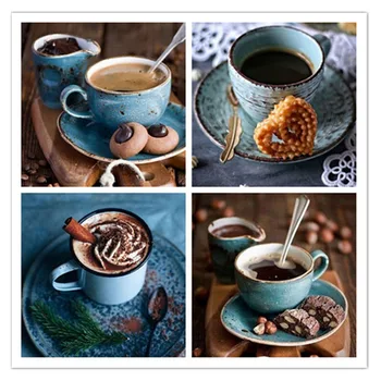 

LZAIQIZG Full Square/Round Diamond Painting Scenery Coffee Cup Diamond Embroidery Picture Diamond Mosaic Cross Stitch Home Decor
