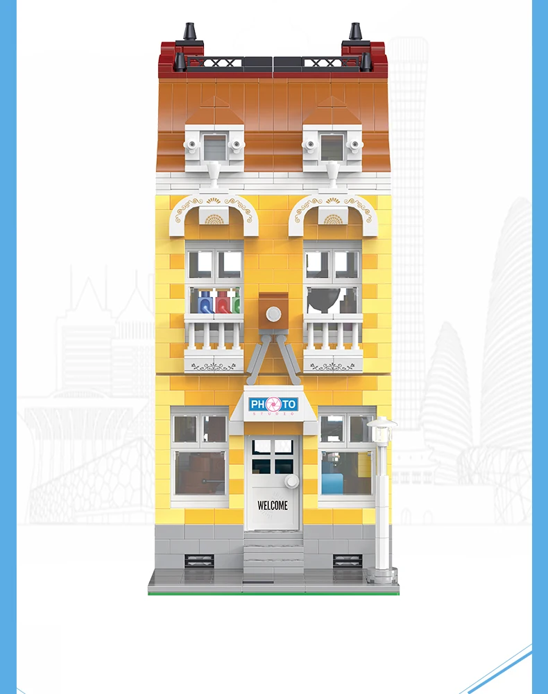 MOC City Street Series Old Fishing Store Houseboat Restaurant Model Building Blocks Toys For Children Fit Lepining Bricks Gifts