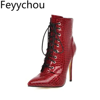 

Women Boots Autumn Winter Super High Heel Zip Pointed Toe Pu Mid-calf Plush 2019 Simple Winter Versatile White Big Size 34-48
