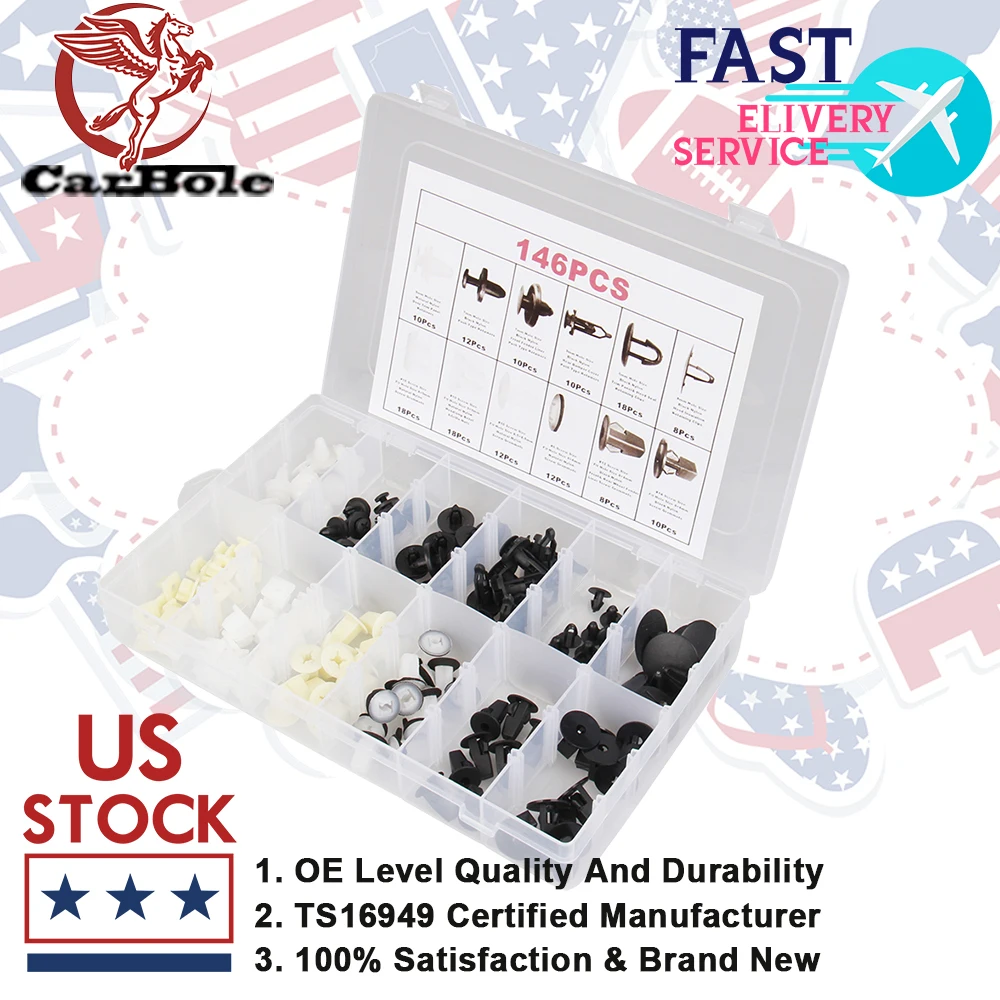 

146Pcs Fender Door Hood Bumper Trim Push Body Clip Retainer Fastener For Toyota Mazda Isuzu