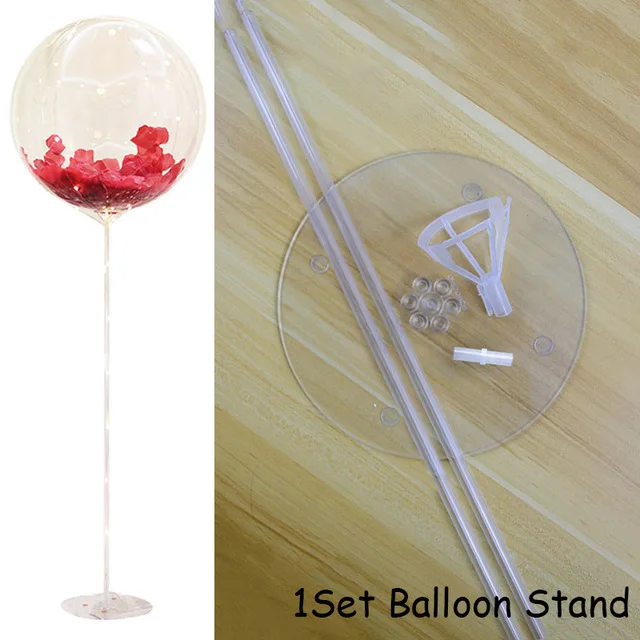 1set Balloon Stand Свадебные украшения, прозрачный шар, подставка, комплект, праздничный шар, детский день рождения, цветок, воздушные шары, зажимы, принадлежности - Color: 1set Balloon Stand