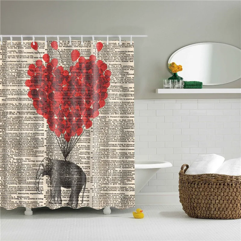 TZ170470 Animals Elephant Shower Curtains Pattern Bathroom Curtain Set Nordic Polyester Bath Screens Waterproof With Hooks - Цвет: TZ170470