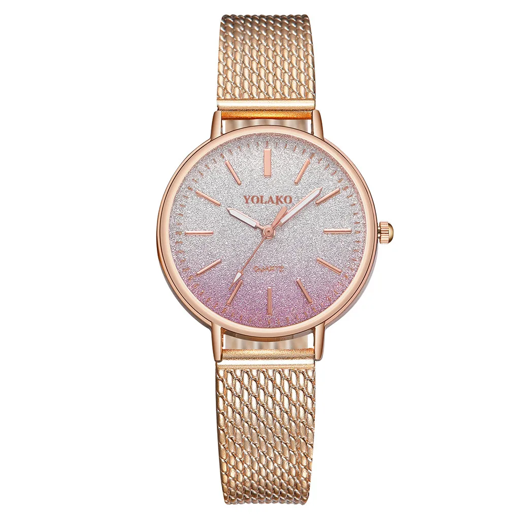 Женские часы градиентные цвета радуги дизайн Сталь ремень часы женский Пластик кварцевые часы сплава чехол часы наручные часы YE1
