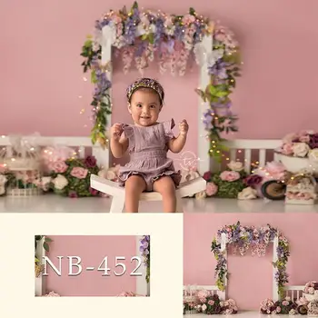 

Flowers Newborn Children Backdrop for Photography Retro Style Baby Birthday Background for Photo Studio Purple Green Floral