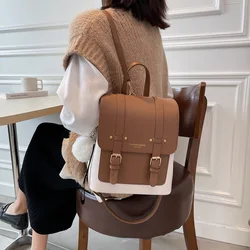 Backpack Fashion Retro Ladies School Bag Autumn And Winter New Hit Color Pu Backpack Campus College Style School Bag Travel Bag
