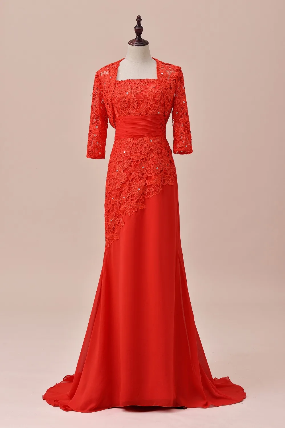 Een Lijn 1/2 Mouwen Lace Chiffon Red 2 Stuks Moeder Van De Bruid Jurk Met Jasje Outfit Bruiloft Mode Formele lange Bruidsjurk Een Lijn 1/2 Mouwen Lace Chiffon Red 2 Stuks Moeder Van De Bruid Jurk Met Jasje Outfit Bruiloft Mode Formele lange Bruidsjurk