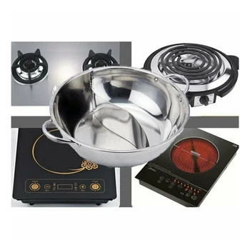 

36cm Stainless Steel Hot Pot Shop Fondue Cooker Cookware Two-flavor Double Ears Cooking Accessories