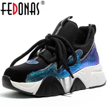 FEDONAS панк Женская обувь из натуральной кожи на плоской подошве женские кроссовки на платформе со шнуровкой удобная повседневная спортивная обувь кроссовки