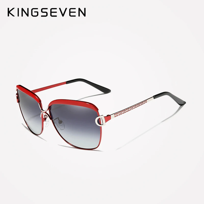 KINGSEVEN, женские очки, роскошные брендовые солнцезащитные очки, градиентные поляризационные линзы, круглые солнцезащитные очки с бабочкой Oculos Feminino