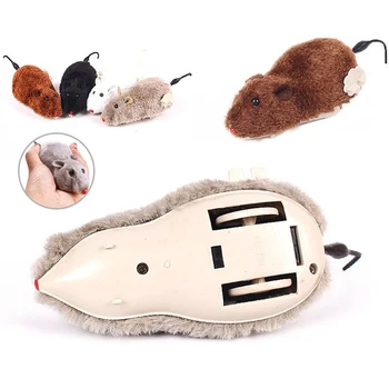 

2019 Hot Creative Funny Clockwork Spring Power Plush Mouse Toy For Cat Dog Playing Toy Jumping Tail Pet Cat Toy Random Color
